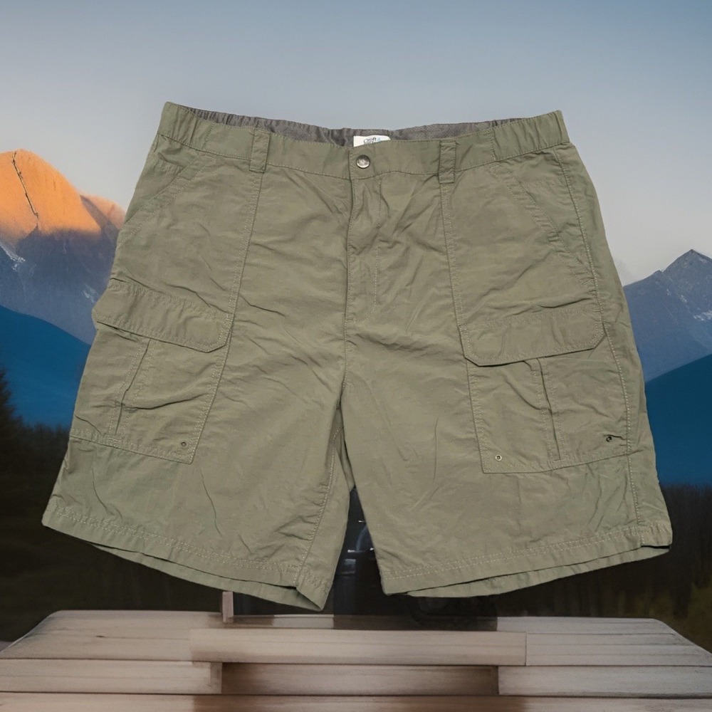 Croft & Barrow Cargo Shorts Mens 42x9 Olive 100% Nylon Hiking Quick Dry Wicking